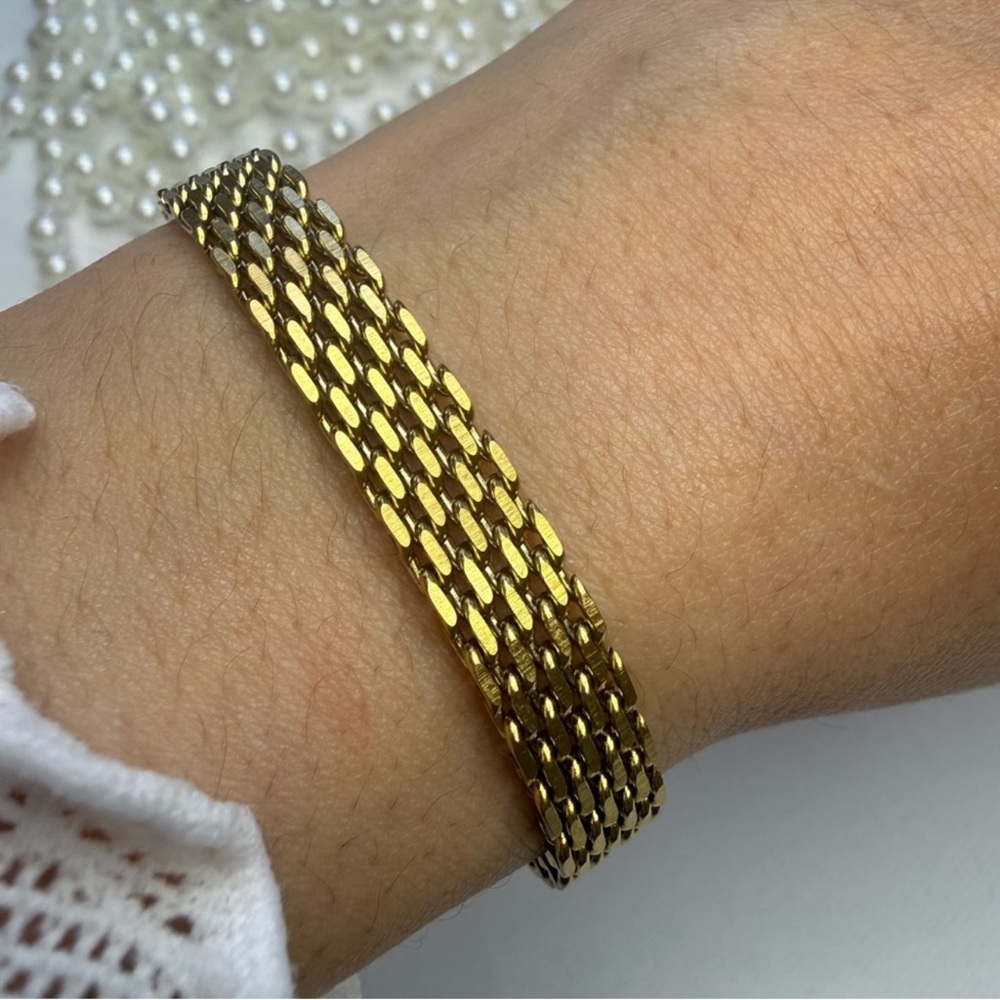 Stainless Steel Gold Plated Chain Bracelet 18K Look Waterproof - Picture 5 of 10